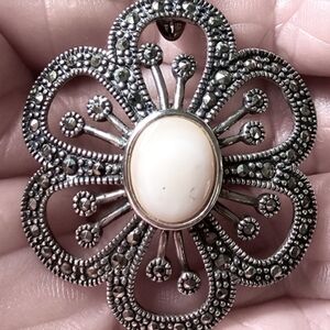 Elegant Silver and Pink Floral Pendant